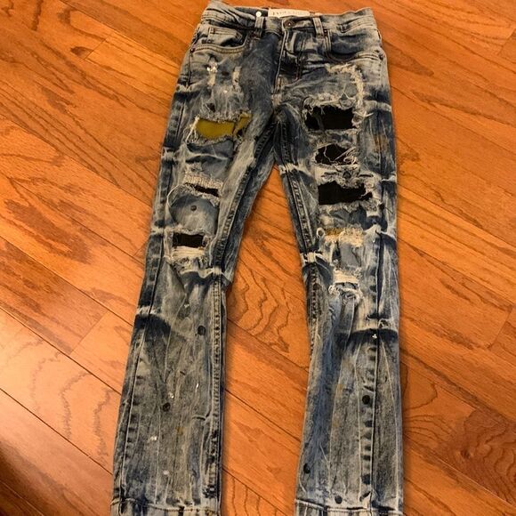 Evolution in Design girls size 8 factory distressed denim jeans - Picture 1 of 9